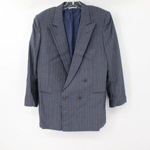 Vintage belvest sport coat Mens 40C double breasted striped wool silk peak lapel